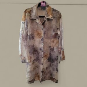 J Jill Floral Button-Up Long Jacket